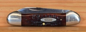 VINTAGE CASE XX USA #62131 DARK RED BONE CANOE PATTERN KNIFE EARLY 1970's - Picture 1 of 17