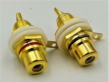 COPPIA CONNETTORI RCA GOLD FEMMINA DA PANNELLO PIN JACK HI END