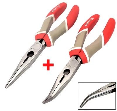 YATO Kraftzange Spitzzange Radiozange 2er SET Elektriker Telefon Gerade Gebogen 20cm