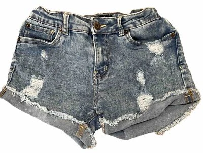 Lucky Brand Shorts Girls Size 14 Riley Blue Denim Stretch Adjustable Waist - Image 1 of 4
