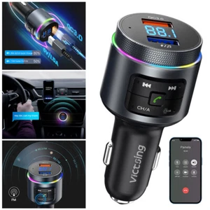 Bluetooth 5.0 FM Transmitter Wireless Radio Adapter Music Player QC3.0 Charger - Picture 1 of 11