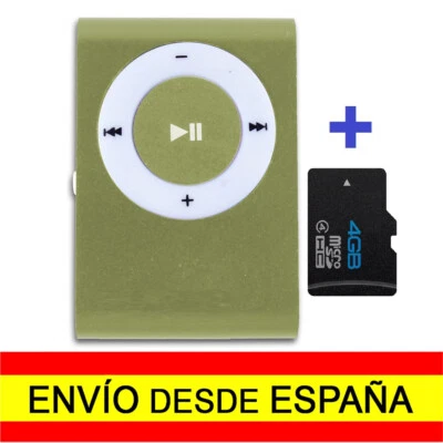 Mini Reproductor MP3 + MicroSD de 4 Gb Clip Verde Aluminio a0388 - Imagen 1 de 2