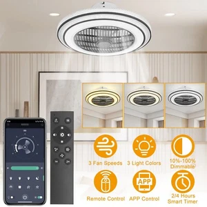 Modern Ceiling Fan with LED Light Remote Control Bedroom Living Room Fan Lamp - Picture 1 of 17