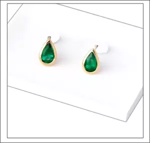 Hermosas gotas de esmeralda brillante, pendientes de oro amarillo - de Greenfire - Imagen 1 de 10