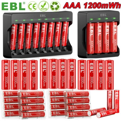EBL Triple A,Double A Rechargeable Lithium Li-ion Batteries 1.5V  / Charger Lot - Image 1 of 4