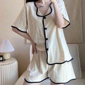 Set pigiami donna cotone donna maniche corte pigiami lounge abbigliamento da notte - Foto 1 di 11