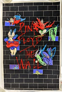 Vintage 1994 Pink Floyd The Wall Poster Screamin Heads verriegelt schwarzlicht Samt - Bild 1 von 18