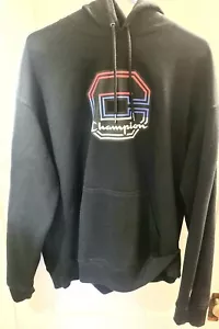 Felpa con cappuccio Champion Athletics Powerblend nera logo C uomo 2XL XXL alta e alta - Foto 1 di 5