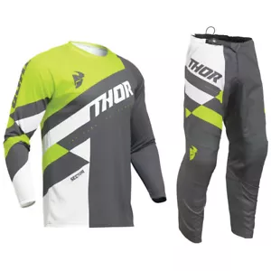 THOR SECTOR MOTOCROSS MX KIT PANTS JERSEY - CHECKER CHARCOAL / ACID - Picture 1 of 8