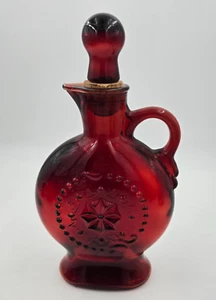 Wheaton rubinrote Glaskaraffe Flasche 70er Jahre mit Stopfen - Bild 1 von 5