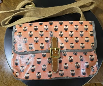 Cartera Fossil Bolso de Mano de Lona Recubierta Búho Bandolera Bolso para Pájaros Foto 1 de 4