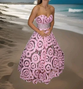 WOW trägerloses riesiges Sanduhr Festzug Quinceanera Kleid Ballkleid 6 Medium rosa - Bild 1 von 13