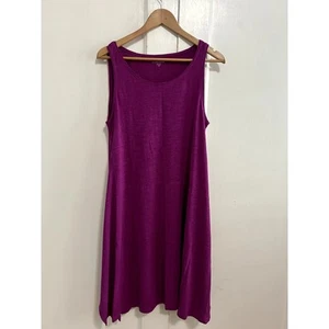 Eileen Fisher Petite Medium Kleid U-Ausschnitt Drop Waist Knielang Baumwolle Hanf - Bild 1 von 6