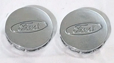 Duas (2) tampas centrais cromadas Ford Escort 1998-2003 OEM capas de poeira F2C6-1A096-AA - Imagem 1 de 4