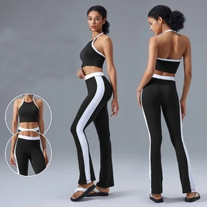Damen Sport Set Neckholder BH High Waist Flare Yogahose Gym Workout Outfit - Bild 1 von 26