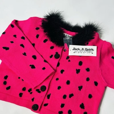 Nuevo de Lote Antiguo Jack B. Cárdigan Quick Negro Botones Cuentas Rosa Algodón Talla 10 Nuevo Con Etiquetas Foto 1 de 4