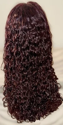 Peluca ondulada 26 pulgadas, pre-todo, lista para poner y usar, 100 % cabello humano, marrón oscuro Foto 1 de 4