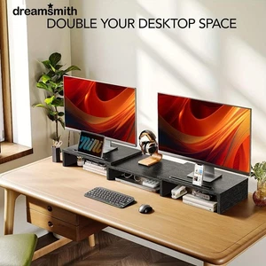 Dual Monitorständer - verstellbare Länge & Winkel, 2 Steckplätze, Dreamsmith Organizer - Bild 1 von 9