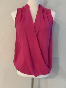 INC Royal Pink Faux Wrap Shirt Top Medium EUC - Picture 1 of 3