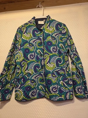Chaqueta para mujer Alfred Dunner talla 10 acolchada estampado cachemir azul verde púrpura... Foto 1 de 4