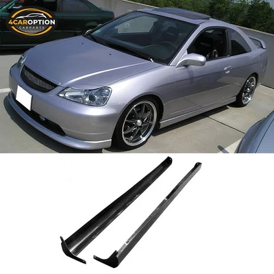 Fits 01-05 Honda Civic Type-A RS Style Side Skirts Rocker Panel Lip Splitter PU — 第 1/3 张图片