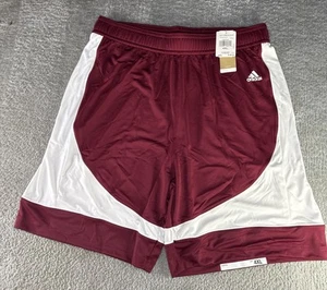 adidas Men's Nxt PRM Maroon Red/White Athletic Shorts Size 4XL - Picture 1 of 6