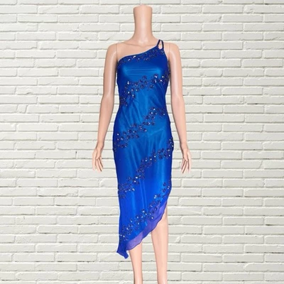 Vintage Y2K Cache Silk Bias Cut Dress - Blue Silk Chiffon Beaded Fairy Dress NWT - Image 1 of 4