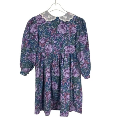 Vtg Laura Ashley Mother & Child Cotton Floral Lace Dress Cottage Girls 5/6 Years - Image 1 of 4