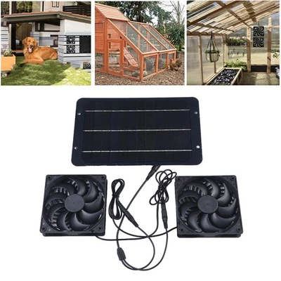 Multi Purpose Solar Panel Dual Exhaust Fan 12V 10W for Camping and Greenhouse - image 1 of 4
