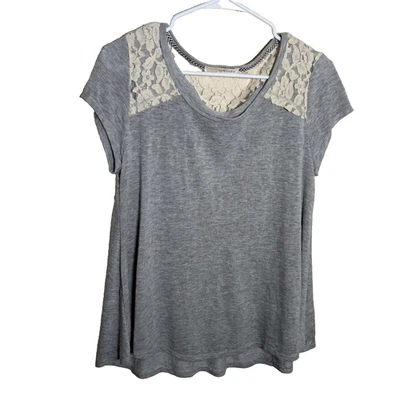 Blusa para mujer Rewind grande de encaje manga corta cuello redondo informal camisa top Foto 1 de 4