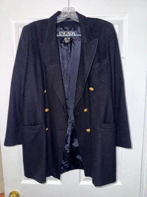 Blazer Escada by Margaretha para mujer 38 azul marino mezcla de lana doble botonadura vintage Foto 1 de 3