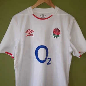 England Rugby RFU Official Umbro 2020/21 White O2 Home Shirt Size Large - Picture 1 of 9