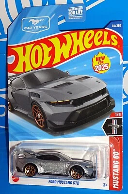 Nuevo Mustang 60th #34 Ford Mustang GTD Hot Wheels 2025 Mtflk plateado con error de rueda Foto 1 de 4