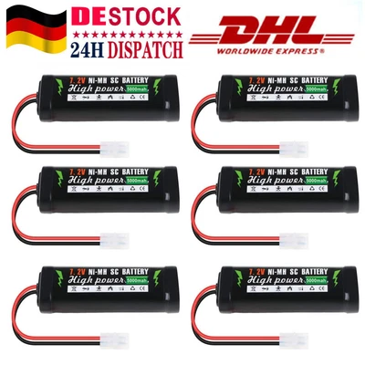 6x RC Akku 7,2V 5000mAh NiMH Akku Pack Batterie Ersatzakku für RC Auto LKW Boot - Bild 1 von 4