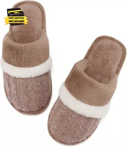 Women'S Fuzzy Memory Foam Slippers Warm Gifts Trendy House Slippers Anti-Skid Ru - Picture 1 of 6