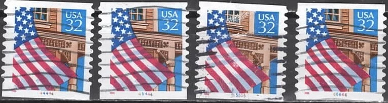 US Scott #2915A, #44444, 45444, 55555 & 66666 PN Singles - Image 1 of 1