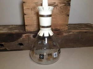 CARAFFA VINTAGE MCM FIOCCO DI NEVE ATOMICO CON COPERCHIO VETRO INTERNO RETRO 11" - Foto 1 di 8