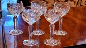 5 Vintage CUT Crystal Glass Cordial or Footed Shot Glasses Germany - Picture 1 of 7