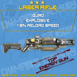 FALLOUT 76 PC QUAD EXPLOSIVE +15% RELOAD SPEED LASER RIFLE TRADABLE LEGACY - Picture 1 of 1