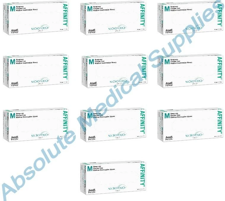 *100-Gloves* Ansell Micro-Touch Affinity PF Neoprene Medical Medium 3772