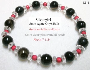 Gemstone Bracelets, Jade, Red Agate, Howlite, Black Agate, Multi - Picture 1 of 11