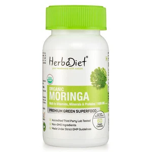 ORGANIC Moringa Oleifera Leaf Capsules Vitamin C Rich Superfood Multi Vitamins - Picture 1 of 4