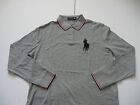 Polo RALPH LAUREN Men&#39;s Gray Relaxed-Fit Long-Sleeved Big Pony Mesh Polo XL