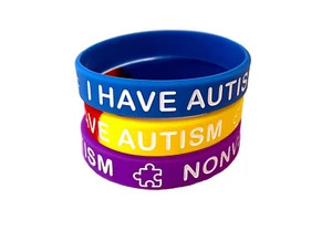 I Have Autism Nonverbal Child, Kid, Youth Silicone Bracelet Lot of 3 - Picture 1 of 1