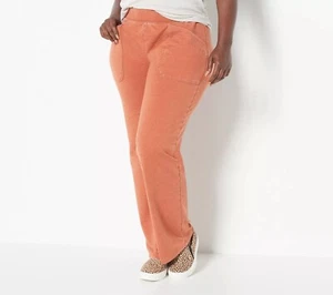 AnyBody Size SMALL French Terry Fleece Lined Washed Pants TERRACOTTA A459549 - Picture 1 of 1