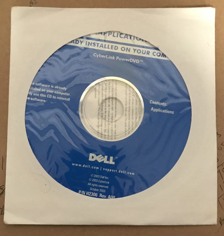 Dell Cyberlink PowerDVD Software, Windows XP Reinstallation 2003, Sealed - Image 1 of 1