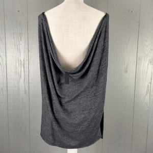 BOBI Off Shoulder Top Womens Medium Gray Long Sleeve Drape Slouchy Layer Stretch - Picture 1 of 9