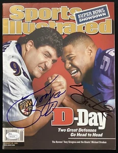 Michael Strahan Signed Sports Illustrated 1/29/01 NoLabel Tony Siragusa Auto JSA - Picture 1 of 5