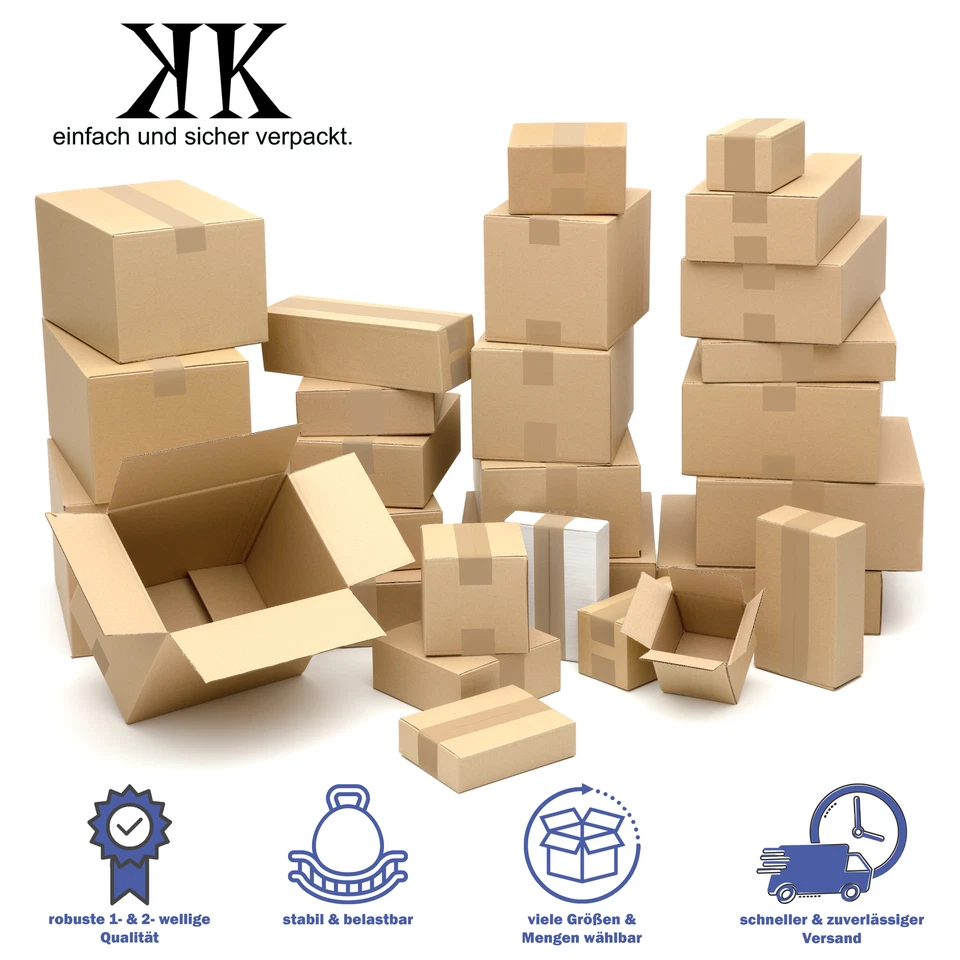 KK VERPACKUNGEN WOW! 100 Kartons in 30 verschiedenen Größen Kartonagen wählen*