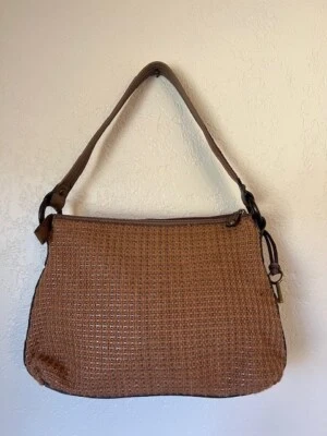 Fossil Woven Fabric Handbag Purse with Leather Trim Genuine Classic 1954 - Image 1 of 4